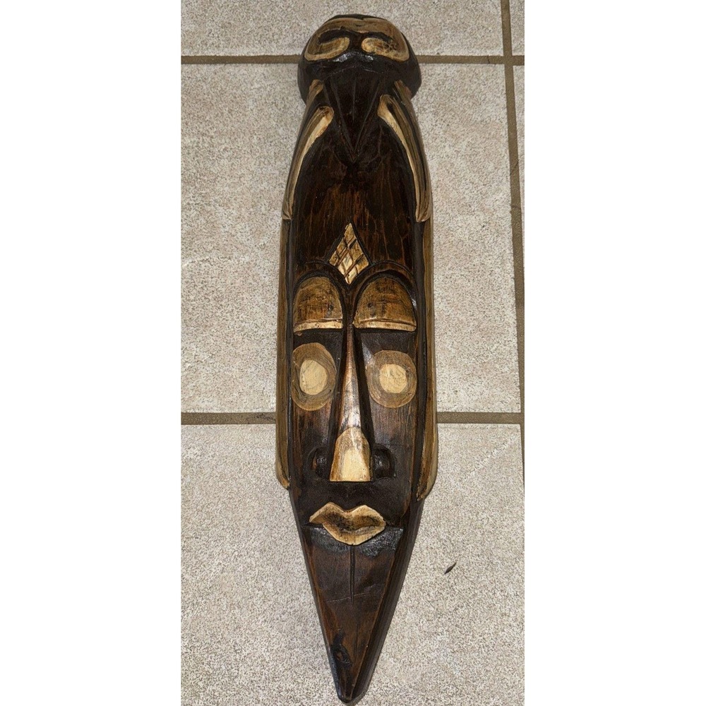 5* VTG HAND CARVED WOOD AFRICAN TRIBAL MASK GHANA LOT Bundle - Picture 8 of 10